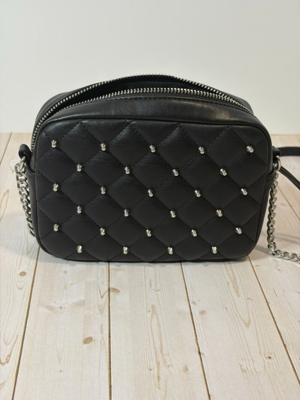 Rebecca Minkoff Black Quilted Studded Crossbody Camera Bag Like New